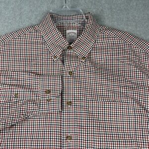 Brooks Brothers Shirt Mens L Red Check Button Up L/S Oxford Non Iron Pocket OCBD